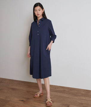 Picture of GALATEE NAVY COTTON SHIRT DRESS